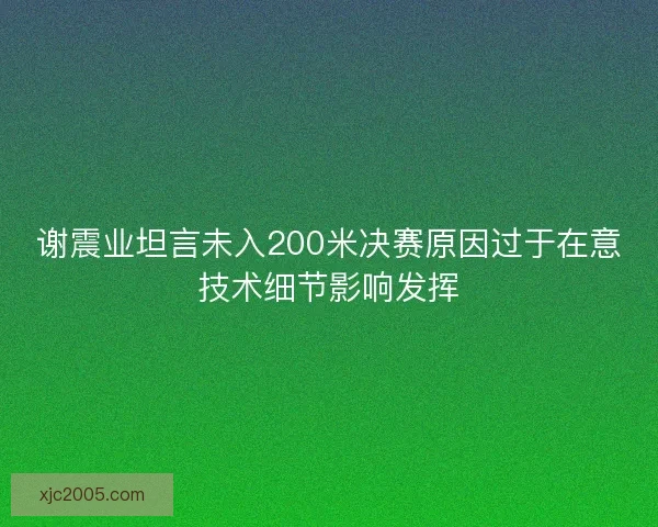 谢震业坦言未入200米决赛原因过于在意技术细节影响发挥